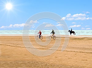 Horseman and cyclists