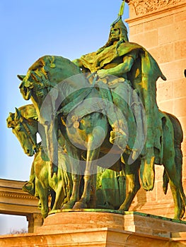 Horseman in Heroes square,Budapest,Hungary