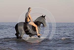 Horseman in the sea
