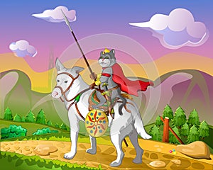 A horseman with a spear.