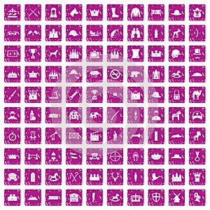 100 horsemanship icons set grunge pink