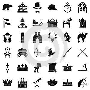 Horsemanship icons set, simple style