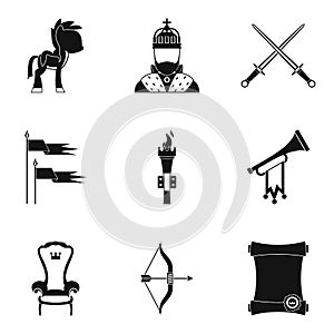 Horsemanship icons set, simple style