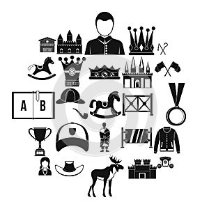 Horsemanship icons set, simple style