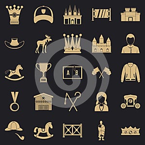 Horsemanship icons set, simple style