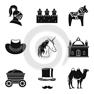 Horsemanship icons set, simple style photo