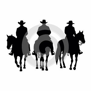 Horsemen black icon on white background. Horsemen silhouette