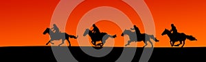 Horsemen Silhouette Panorama (clipping paths)