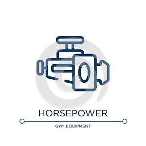 Horsepower icon. Linear vector illustration from racing collection. Outline horsepower icon vector. Thin line symbol for use on