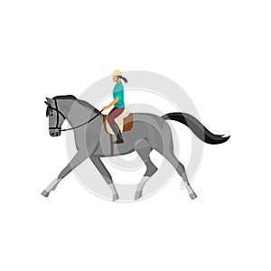 Horseracing woman isolated against white background