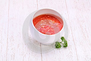 Horseradish sauce in the bowl
