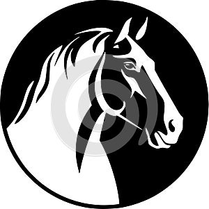 Horses - black and white vector illustration