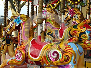 Horses on a carousel