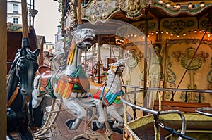 Horses of the carousel in Montmartre.