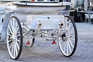 horses with carriage on the main square of Krakow