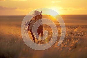 horses galloping across a field Generative AI