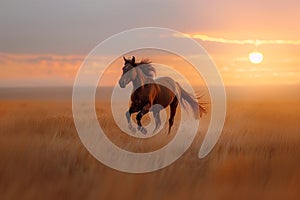 horses galloping across a field Generative AI