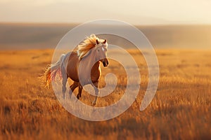 horses galloping across a field Generative AI