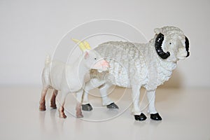 Horses, Goat and Sheep - Plastic toys close-up