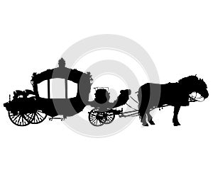 Horses harnessed to carriage