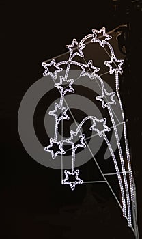 Horses Head in Lights with Stars, Christmas Lights in Mintlaw,Aberdeenshire, Scotland, UK.