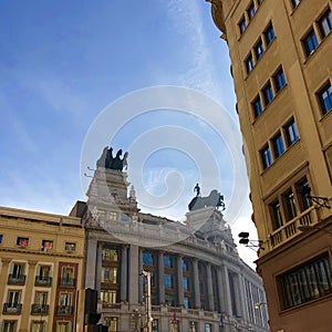 Buildings in Sevilla Metro, close to Plaza Sol. photo