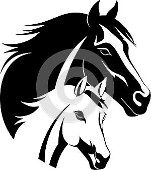 Horses - minimalist and flat logo - vector illustration