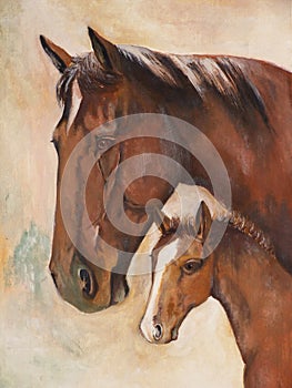 Horses, oil paint