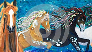 Horses oil painting