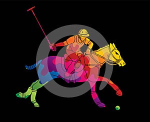 Horses Polo player sport cartoon graphic vector