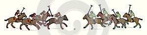 Horses Polo players action cartoon cartoon graphic vector
