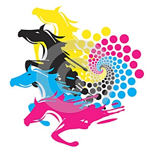 Horses With Print Color Circle