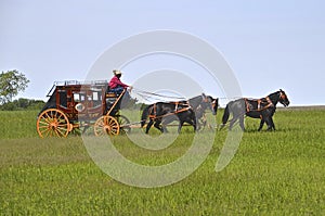 Horses pulling a stagecoach