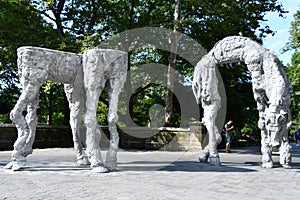 The Horses sculpture by Jean-Marie Appriou at the entrance to Central Park in Manhattan, New York City