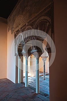 Horseshoe arches in Alcazaba, Malaga, Spain