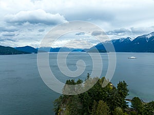 Horseshoe Bay Landscape in West Vancouver, British Columbia, Canada: Featuring Ferries, Mountains, and Islands
