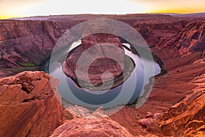 Horseshoe Bend, Arizona, perspective scenery in autumn