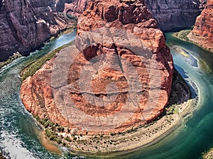 Horseshoe Bend, Arizona. Wonderful aerial view in summer season