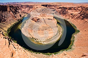 Horseshoe Bend and Colorado river on Arizona. Scenic view of Grand Canyon. Overlook panoramic view National Park in