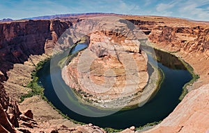 Horseshoe Bend, Colorado River, Arizona on a sunny day