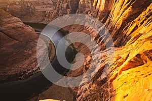 Horseshoe Bend, Colorado River. Grand Canyon, Arizona. Sunset.