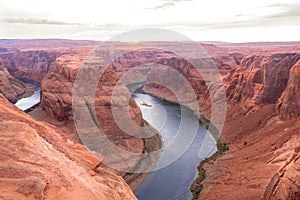 Horseshoe Bend on the Colorado River near Page, beautiful sunset, Arizona, USA