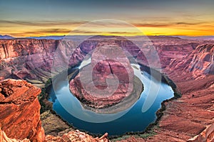 Horseshoe Bend on the Colorado River at sunset