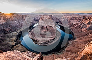 Horseshoe Bend and Colorado River at sunset time, Page ,Arizona,USA