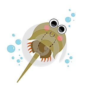 Horseshoe Crab animal cartoon character vector illustration