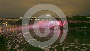 The Horseshoe Falls section of Niagara Falls. Time lapse.