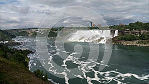 The Horseshoe Falls section of Niagara Falls. Time lapse.