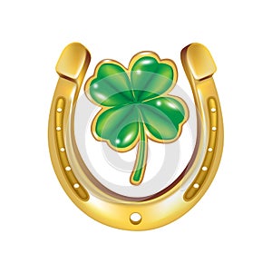 Horseshoe and four leaf clover