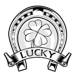 Horseshoe and four leaf clover ucky symbol vector 003