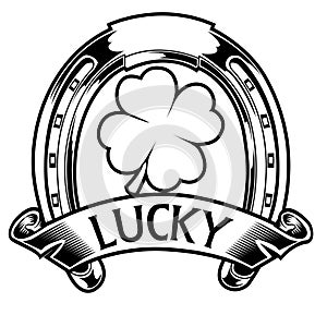 Horseshoe and four leaf clover ucky symbol vector 006